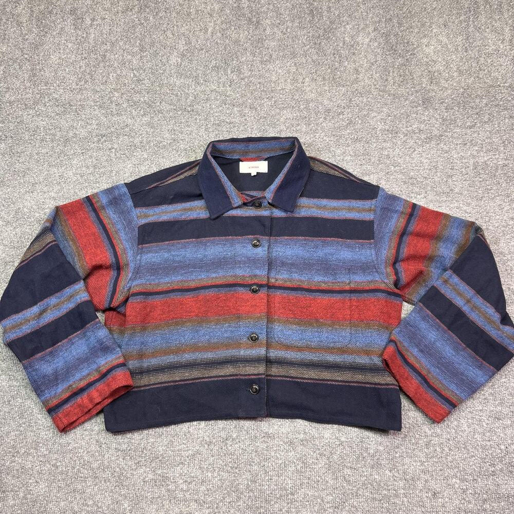 Xirena Haven Jacket Womens Large Multicolor Striped Cotton Button Cropped Twill